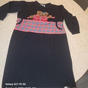 Basic Editions Pajama/Gown Fleece Lounging/Sleep Dress Sz L Fuzzy Bear X-Mas